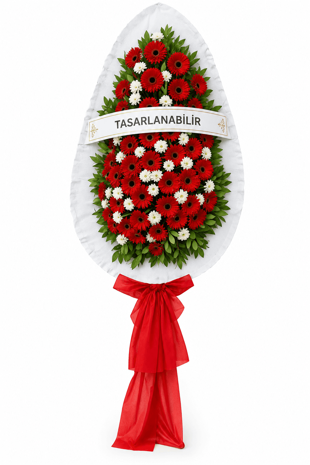 Papatya ve Kırmızı Gerbera Çelenk 