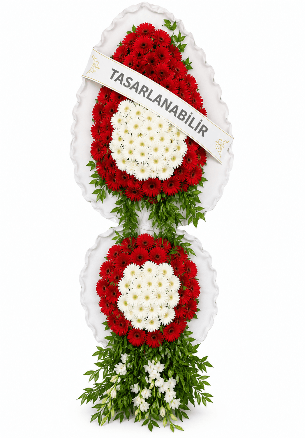 Kırmızı Beyaz Çift Katlı Çelenk